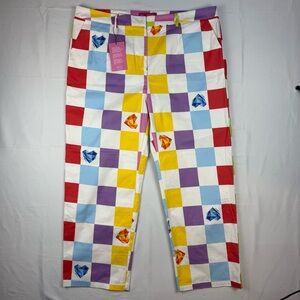 Julyliebe Cotton Color Block Checkered Straight Leg Statement Pants NWT 3XL